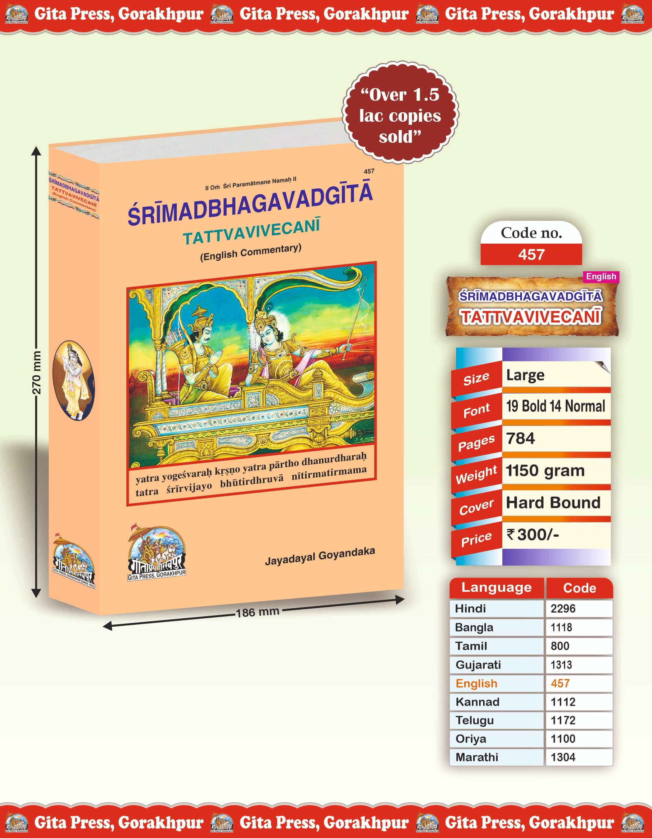 Gita Tattva Vivechani English Tatva Viviechini Front Cover