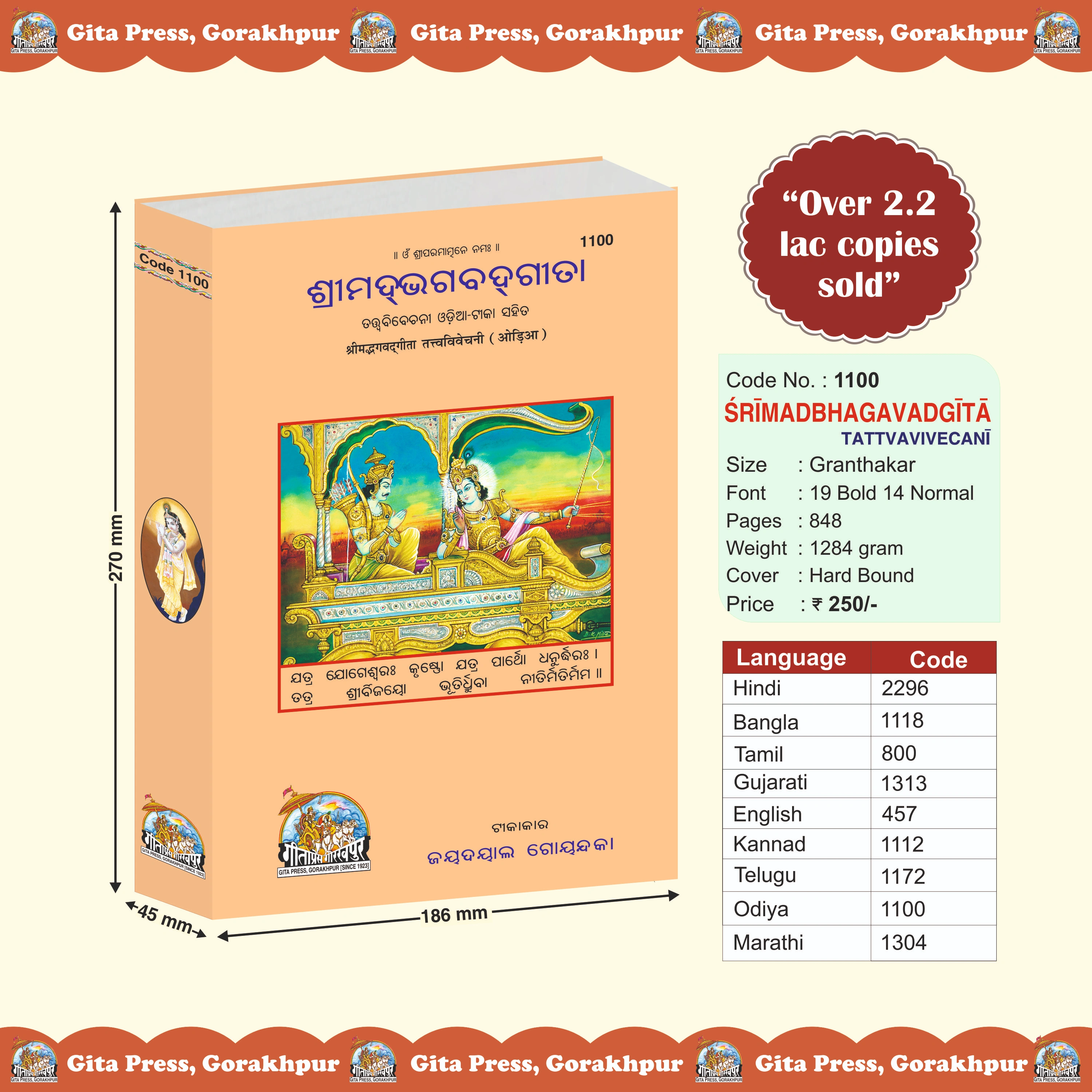 Gita Tattva Vivechani Oriya Tatva Viviechini Front Cover