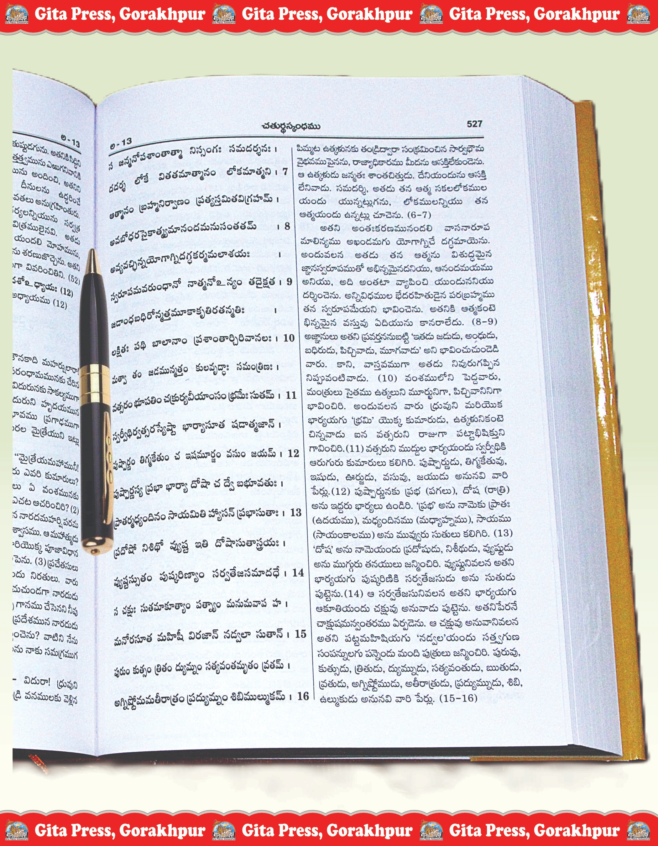 Srimad Bhagavat Mahapurana Telugu Content Page